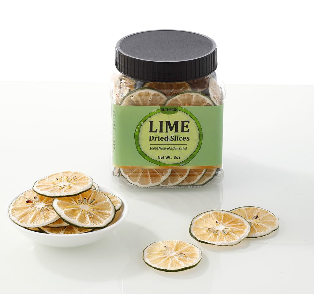 Premium Dried Lime Slices 3 Oz/85g,100% Natural Dehydrated Limes Lemon Slices for Cake Decoration & Cocktail Garnish,No Additives & No Sugar Added.-Ultra Herb Tea