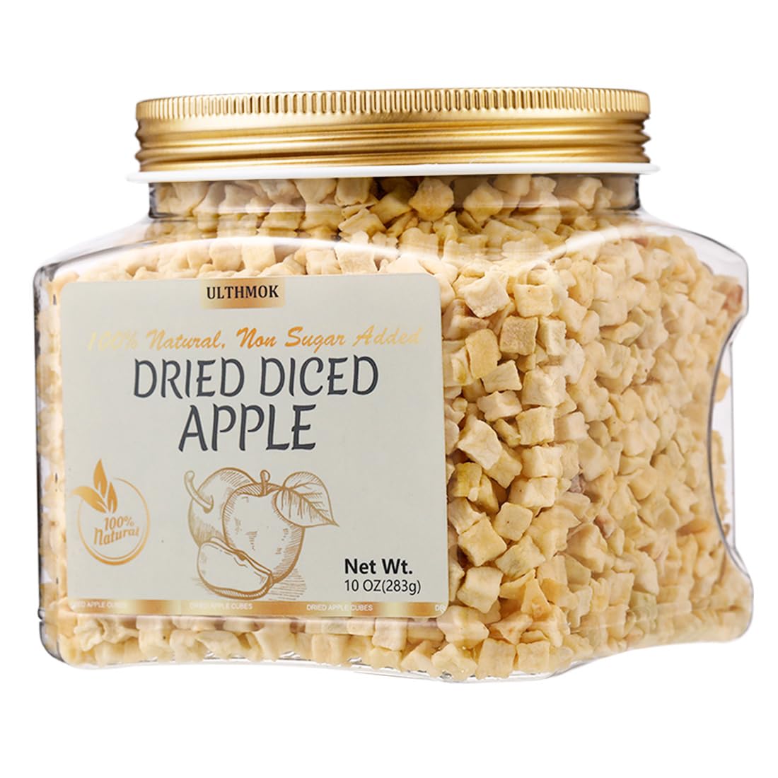 Premium Dried Diced Apples,10 Oz /283g,1 Ingredient Made with 100% Natural Apple, No Sugar Added Dehydrated Apple, No Additives & No Flavoring.-Ultra Herb Tea