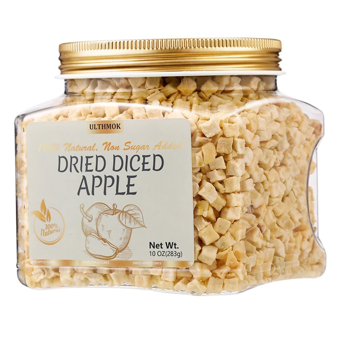 Premium Dried Diced Apples,10 Oz /283g,1 Ingredient Made with 100% Natural Apple, No Sugar Added Dehydrated Apple, No Additives & No Flavoring.-Ultra Herb Tea