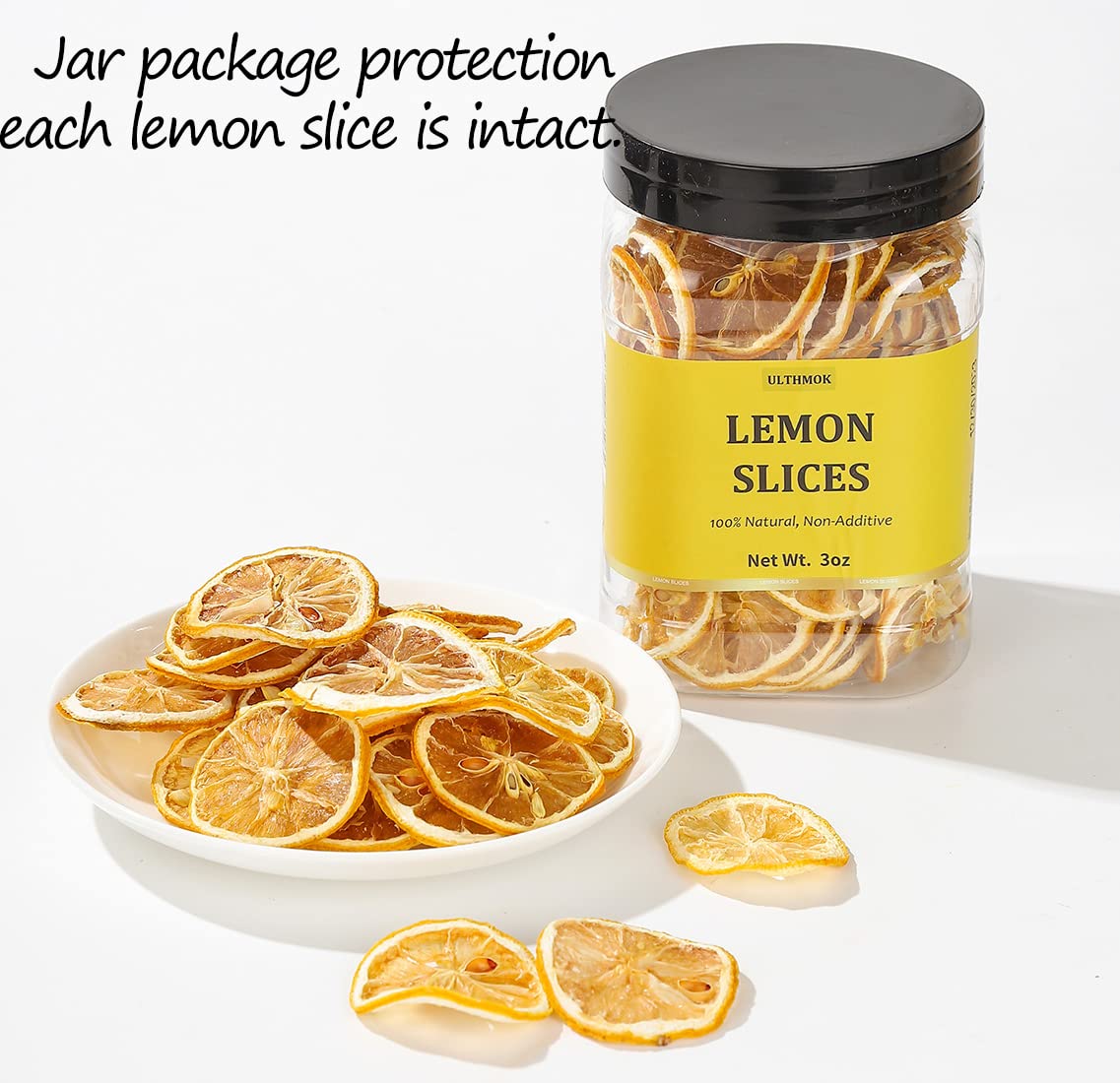 Premium Dried Lemon Slices 3 Oz/85g,Dehydrated Dry Lemon.100% Natural & No Additives,No Sugar Added.-Ultra Herb Tea