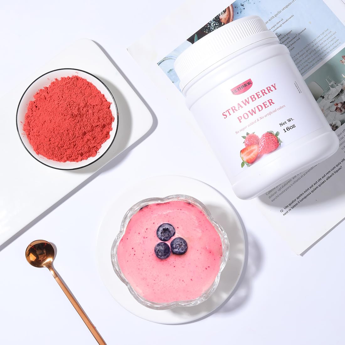 Premium Freeze Dried Strawberry Powder 1LB /453g, 1 Ingredient,No Sugar Added,100% Natural Strawberry Powder for Baking,No Additives.-Ultra Herb Tea