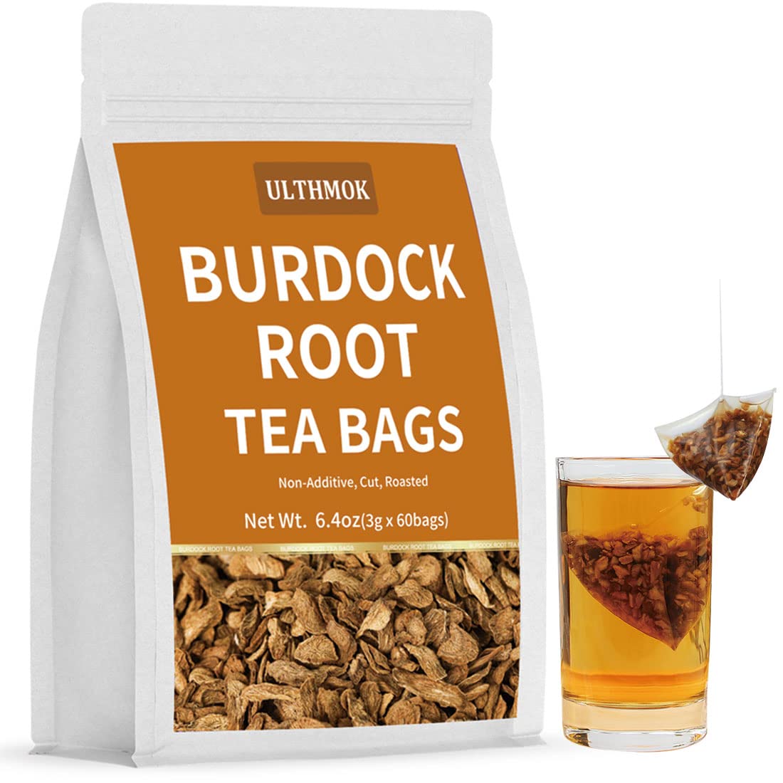 Premium Burdock Root Tea Bags,60 Tea Bags/6.4Oz.100% Natural Burdock Tea,No Additives,Caffeine Free.-Ultra Herb Tea