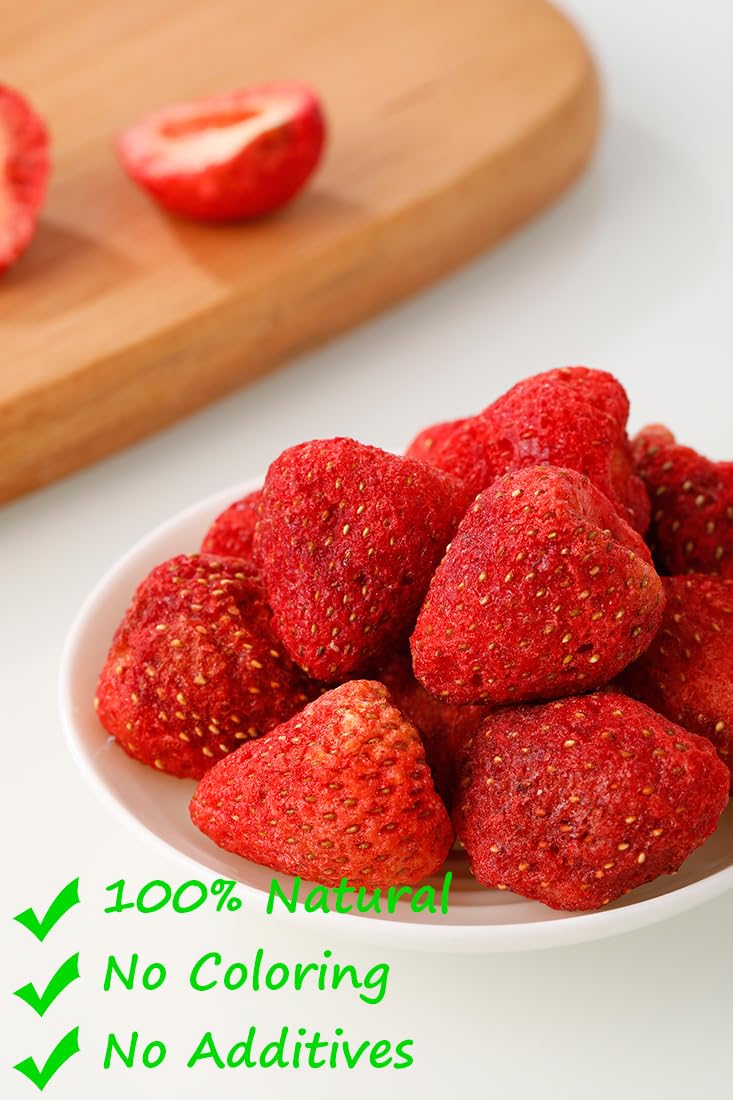 Premium Freeze Dried Strawberries 4 Oz/114g,Whole Big Frozen Dried strawberry,100% Natural,No Additives .-Ultra Herb Tea