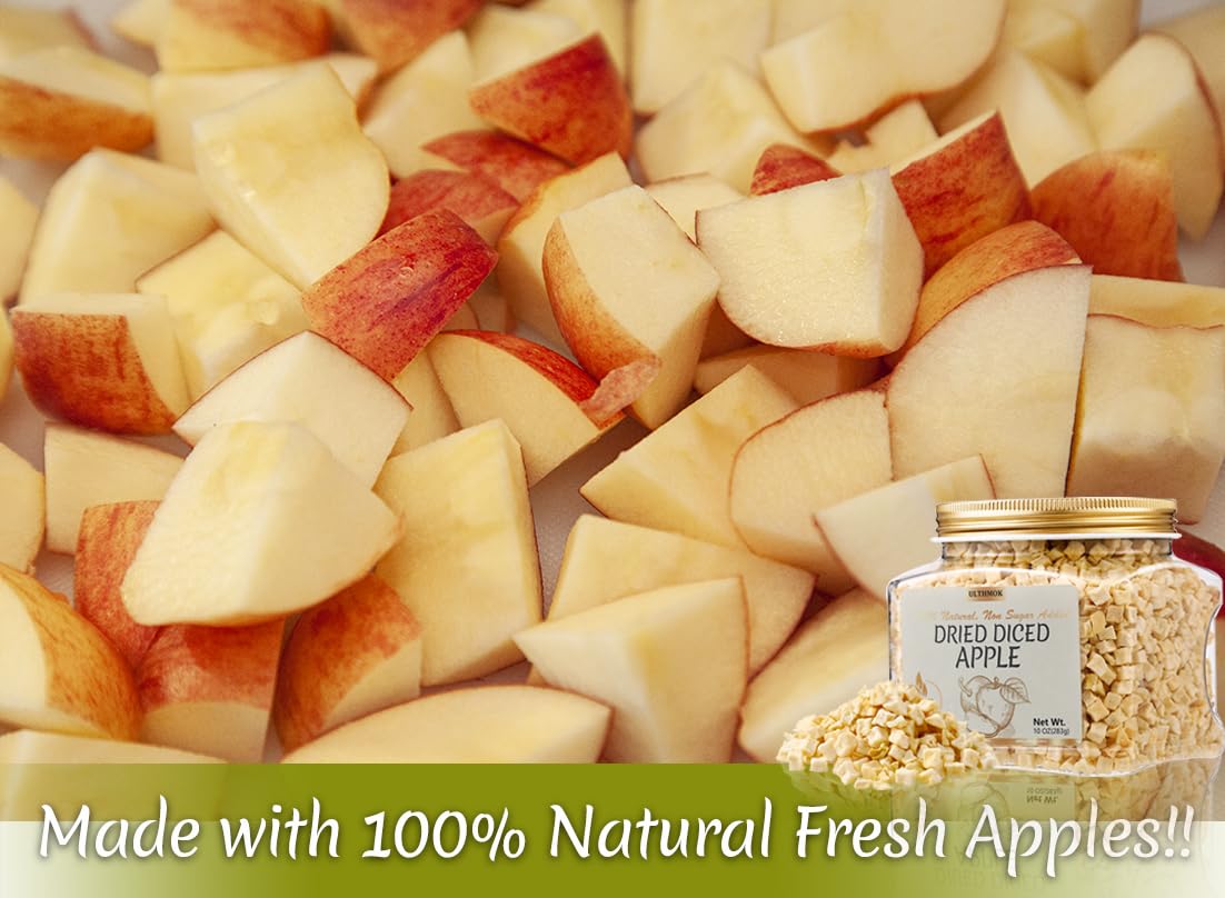 Premium Dried Diced Apples,10 Oz /283g,1 Ingredient Made with 100% Natural Apple, No Sugar Added Dehydrated Apple, No Additives & No Flavoring.-Ultra Herb Tea