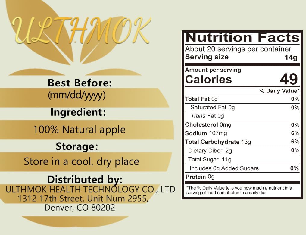 Premium Dried Diced Apples,10 Oz /283g,1 Ingredient Made with 100% Natural Apple, No Sugar Added Dehydrated Apple, No Additives & No Flavoring.-Ultra Herb Tea