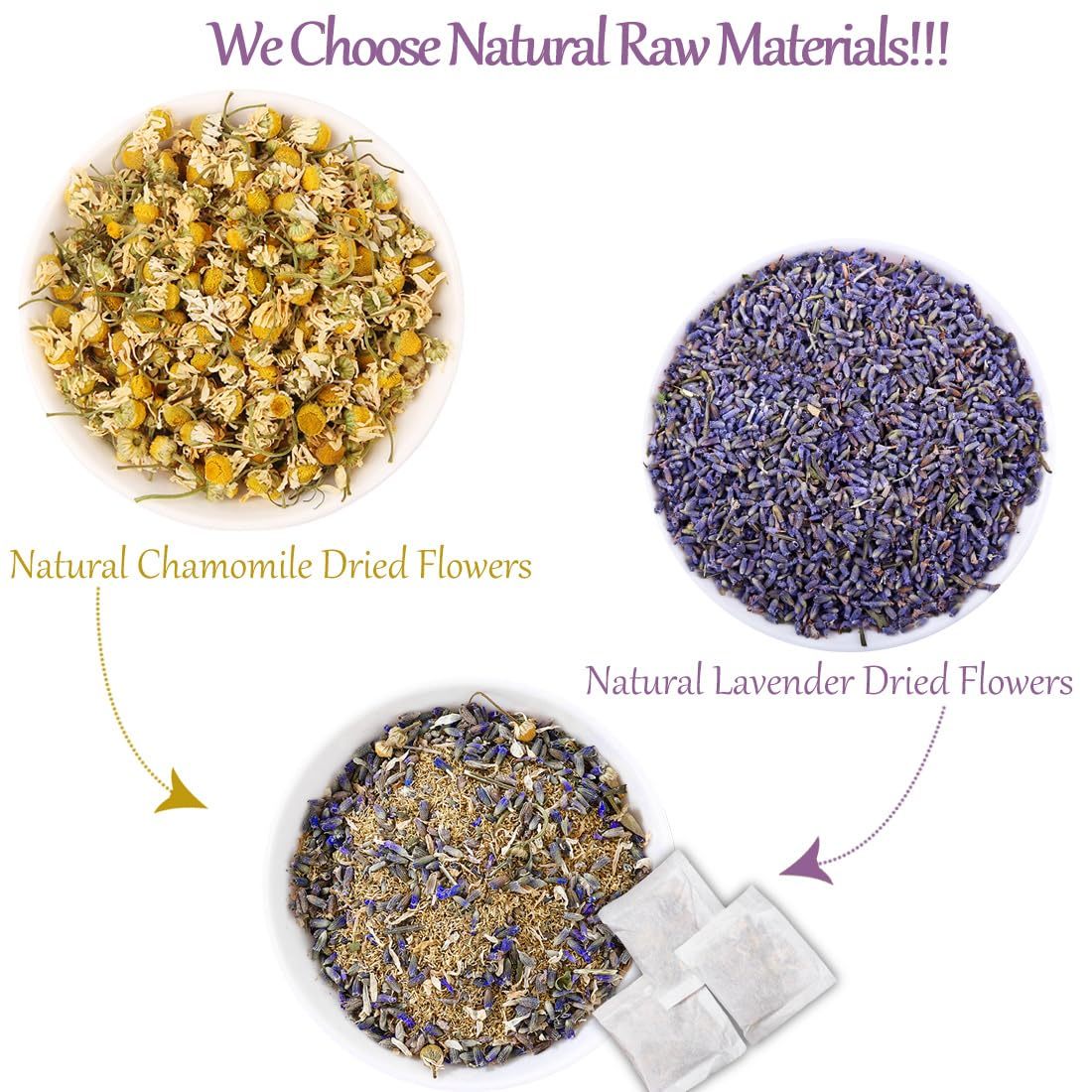 135 Premium Chamomile & Lavender Tea Bags,Relief & Caffeine Free & 100% Natural.-Ultra Herb Tea