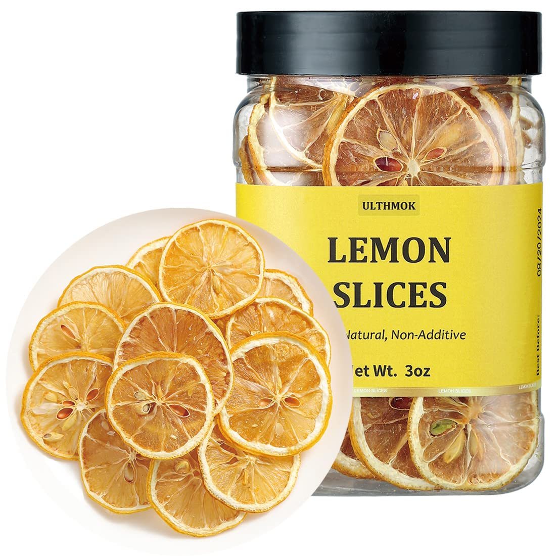 Premium Dried Lemon Slices 3 Oz/85g,Dehydrated Dry Lemon.100% Natural & No Additives,No Sugar Added.-Ultra Herb Tea