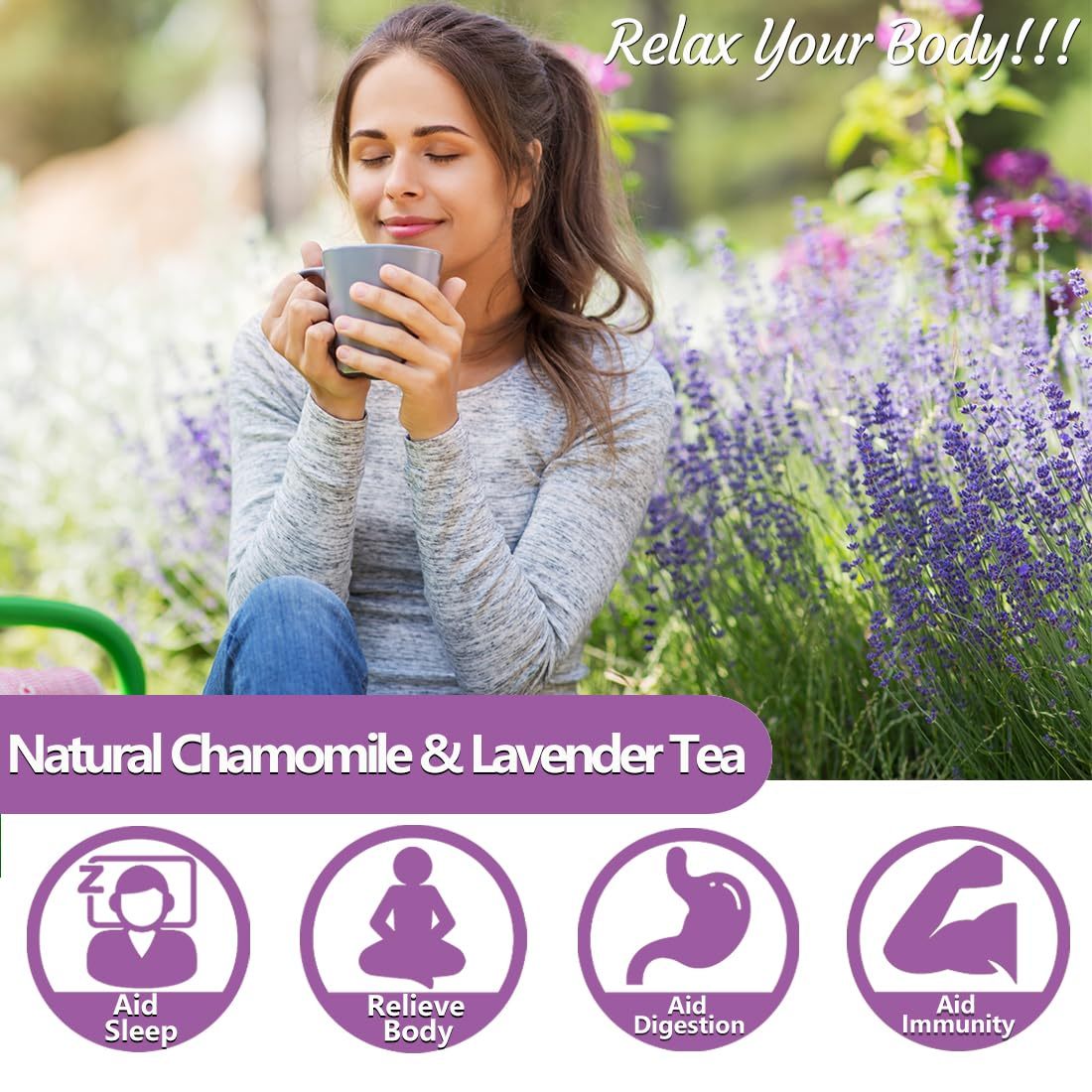 135 Premium Chamomile & Lavender Tea Bags,Relief & Caffeine Free & 100% Natural.-Ultra Herb Tea