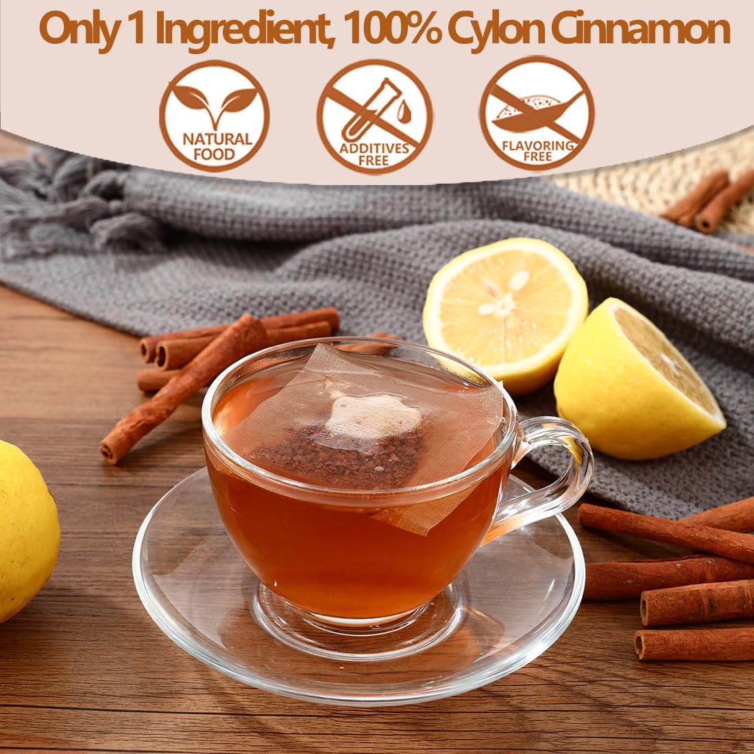 Premium 100 Ceylon Cinnamon Tea Bags, Made with 100% Ceylon Cinnamon Sticks, No Additives & Caffeine Free.-Ultra Herb Tea
