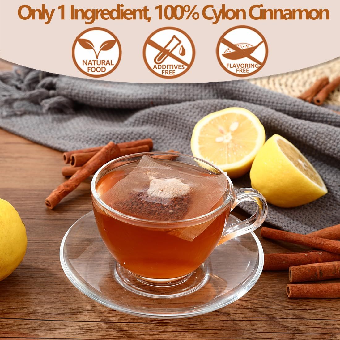 Premium 100 Ceylon Cinnamon Tea Bags, Made with 100% Ceylon Cinnamon Sticks, No Additives & Caffeine Free.-Ultra Herb Tea