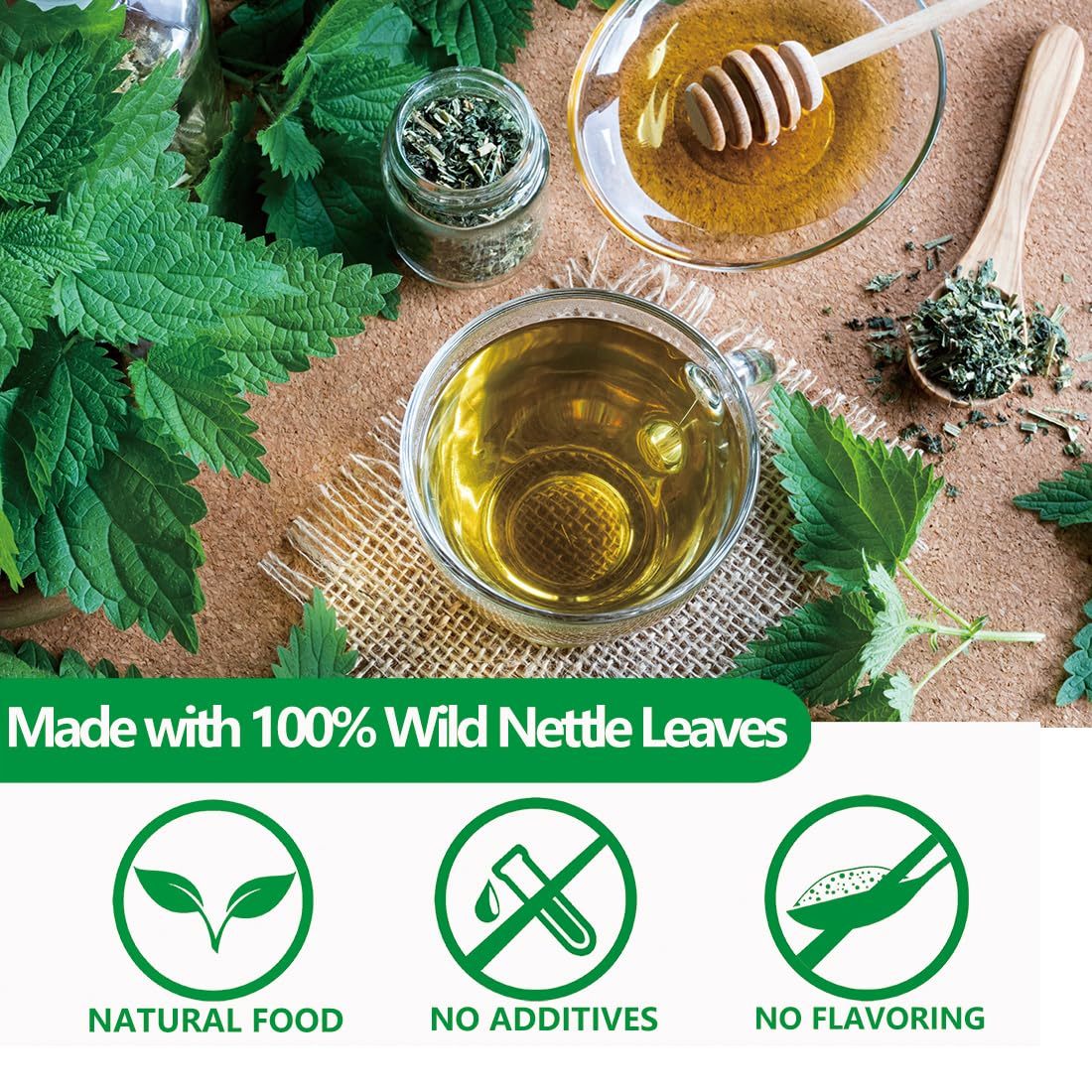Premium 100 Stinging Nettle Leaf Tea Bags, Made with 100% Wild Nettle Leaves，No Additive & Caffeine Free.-Ultra Herb Tea