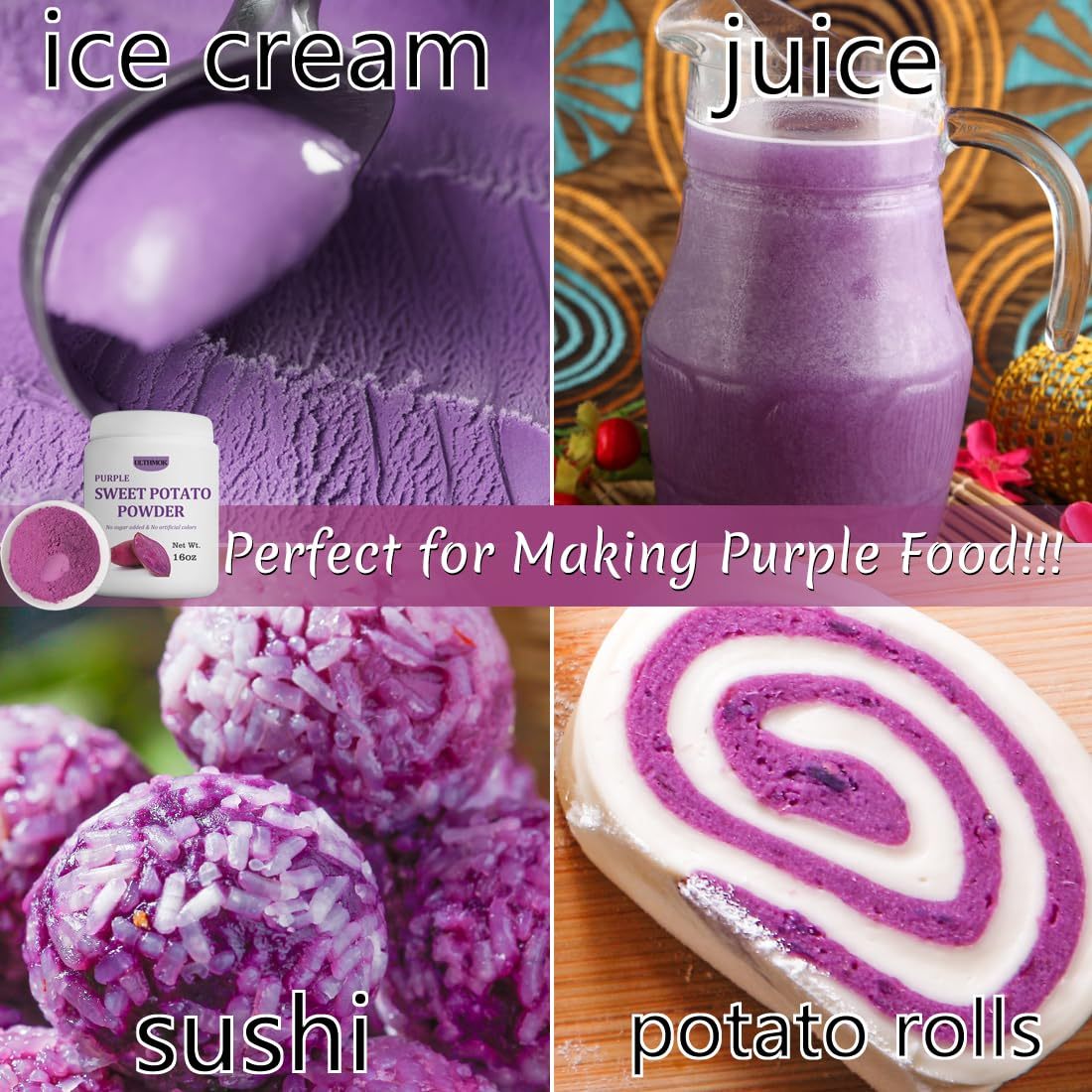 Premium Purple Sweet Potato Powder 1LB/454g,Natural Purple Food Coloring,No Additives & Gluten Free.-Ultra Herb Tea