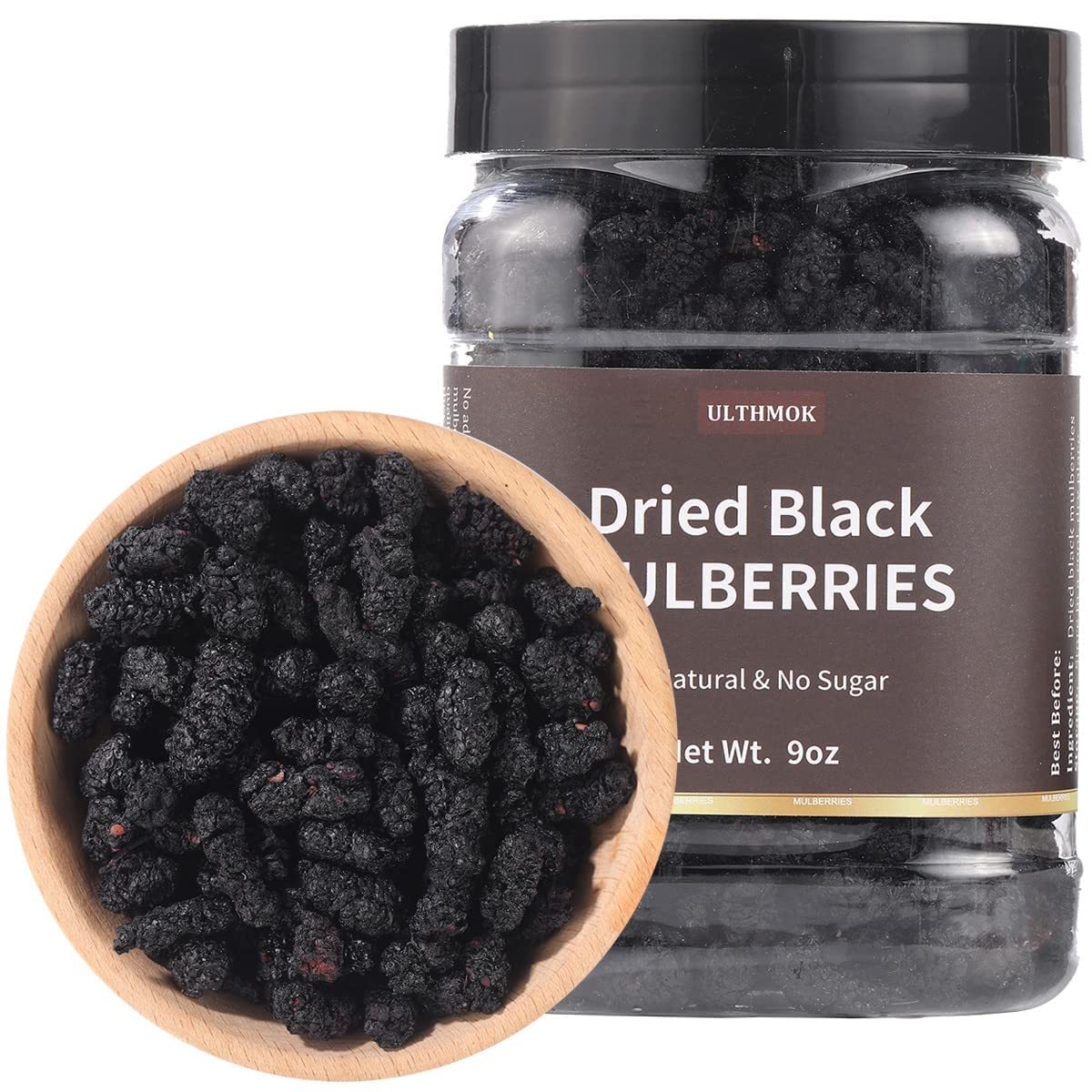 Top Grade Premium Dried Black Mulberries 9 Oz/254g,Big & Delicious,Hand Picked.No Sugar Added & No Additives.-Ultra Herb Tea