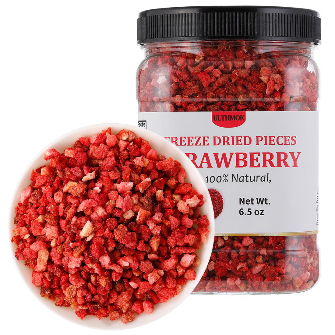 Premium Freeze Dried Strawberries Pieces 6.5 Oz/185g,Frozen Dried Strawberry,100% Natural & No Additives.-Ultra Herb Tea