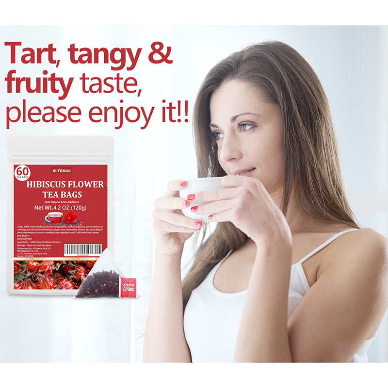 Premium Hibiscus Tea Bags,60 Tea Bags 2g /4.24 Oz,100% Pure Dried Hibiscus Flower,Natural & No Additives,Caffeine Free.