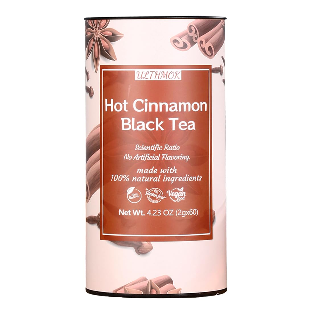 60 Premium Cinnamon Black Tea, 4.23OZ (120g), 100% Natural & No Additives.