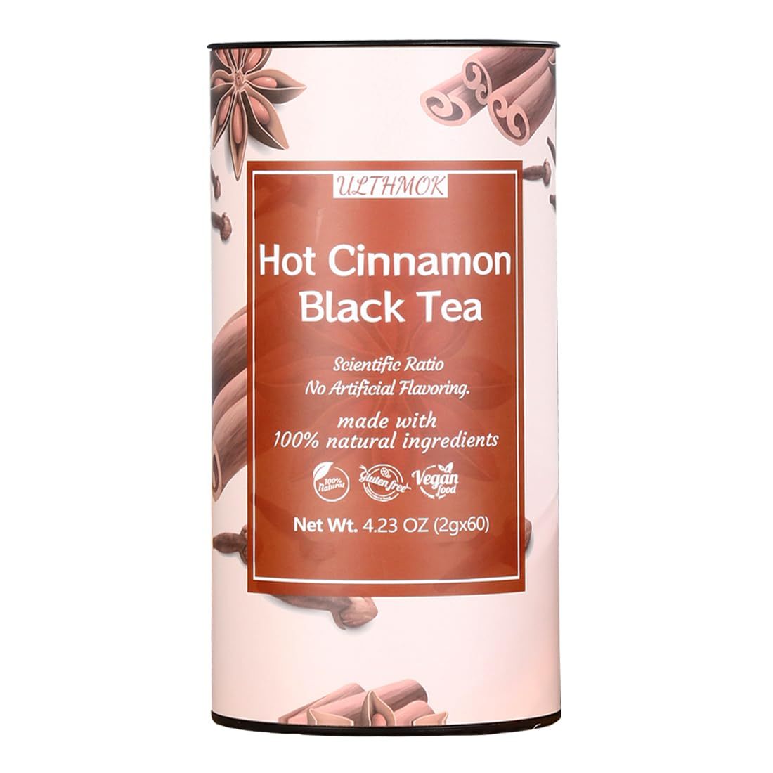 60 Premium Cinnamon Black Tea, 4.23OZ (120g), 100% Natural & No Additives.