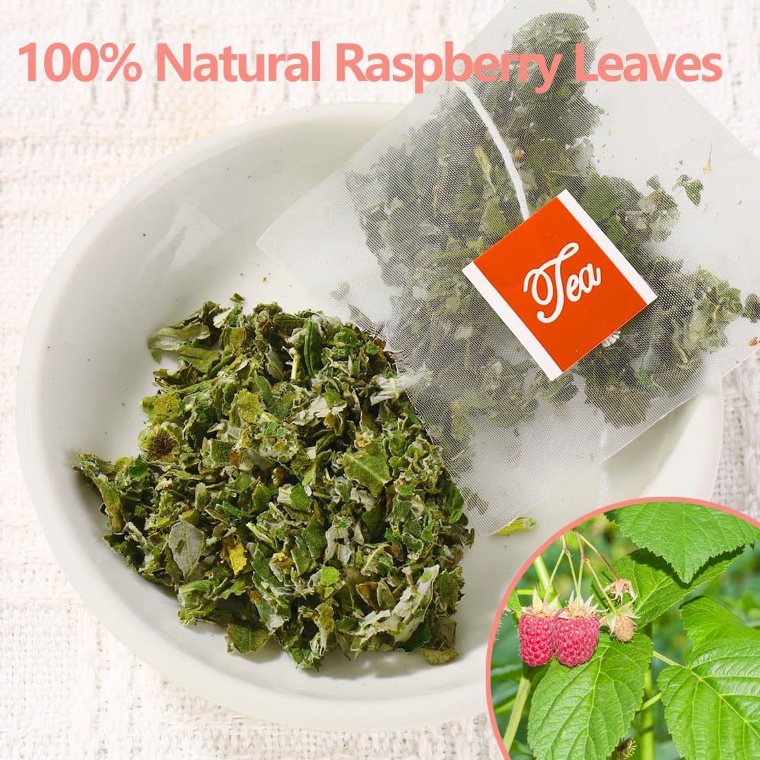 Premium 50 Red Raspberry Leaf Tea Bags, Made with 100% Natural Red Raspberry Leaves,Natural Pregnancy & Help Childbirth & Support Menstrual, No Additives & Caffeine Free.