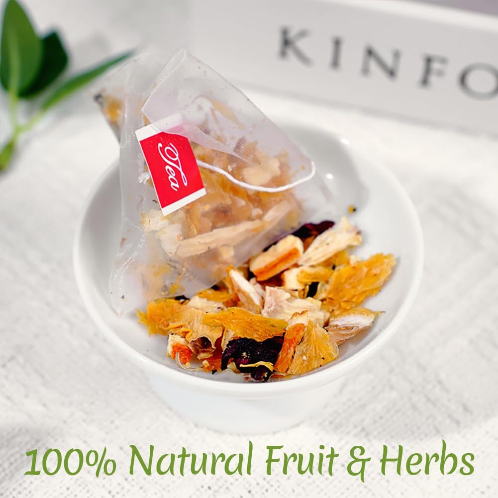 Premium 50 Orange Pineapple Fruit Tea Bags, Made with 100% Natura Fruit & Herbs, No Additives & Caffeine Free & No Sugar Added.
