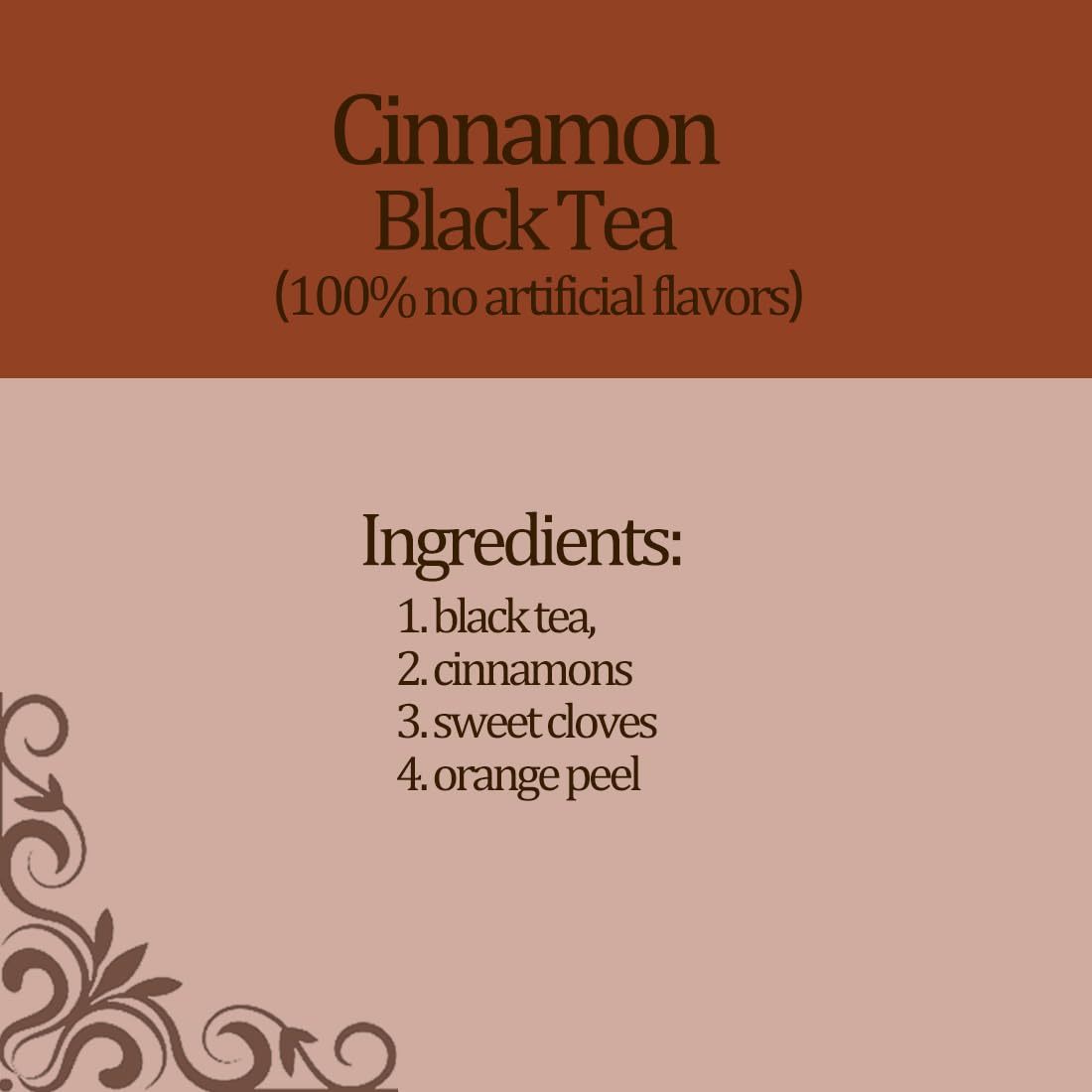 60 Premium Cinnamon Black Tea, 4.23OZ (120g), 100% Natural & No Additives.