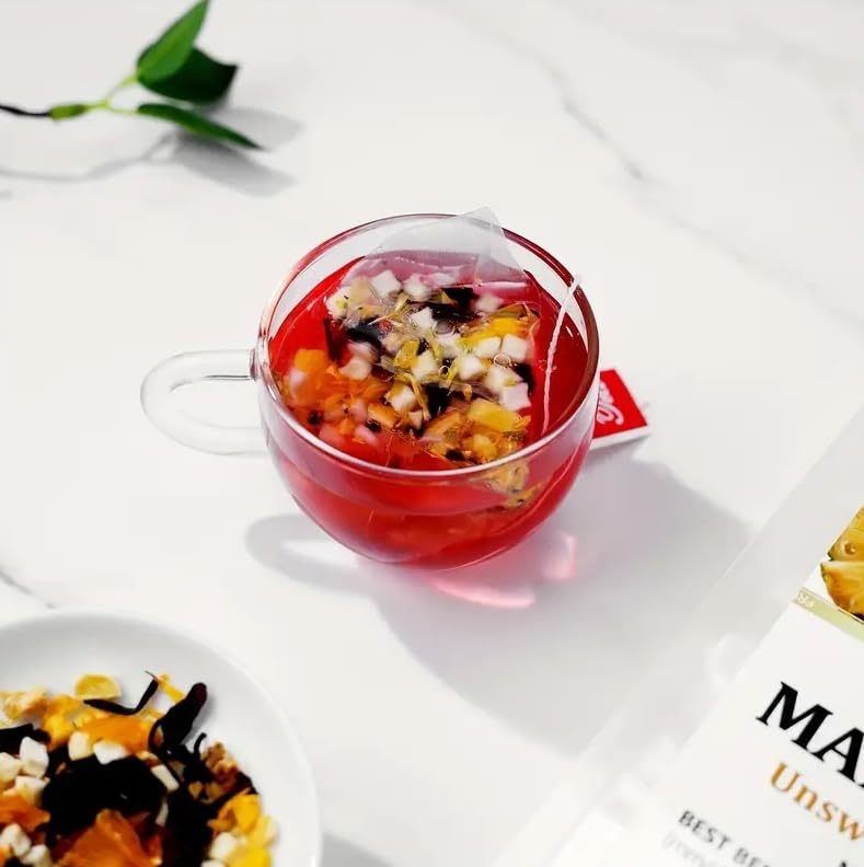 Premium 40 Mango Pineapple Fruit Tea Bags, Made with 100% Natura Fruit & Herbs, No Additives & Caffeine Free & No Sugar Added.