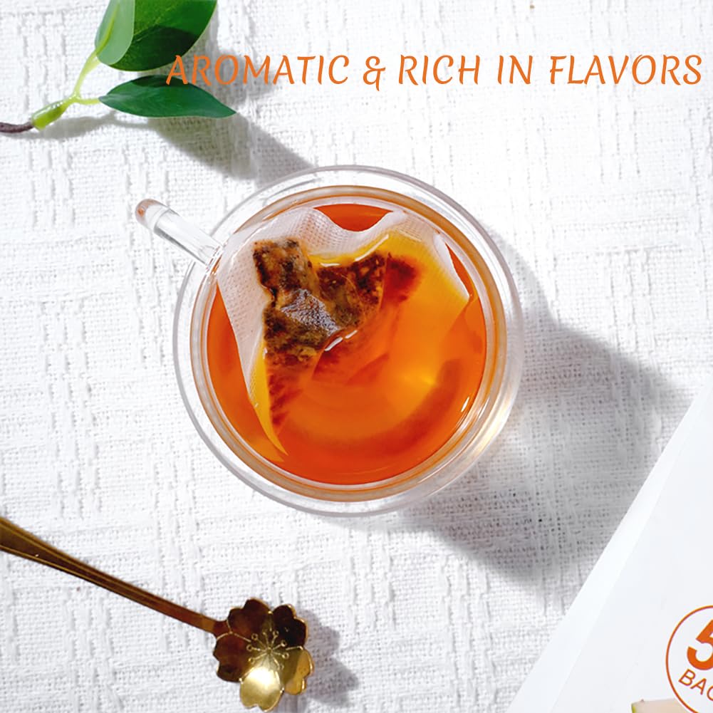 Premium 50 Oranges Hot Cinnamon Black Fruit Tea Bags, Made with 100% Natural Fruit & Herbs, No Additives & Caffeine Free.