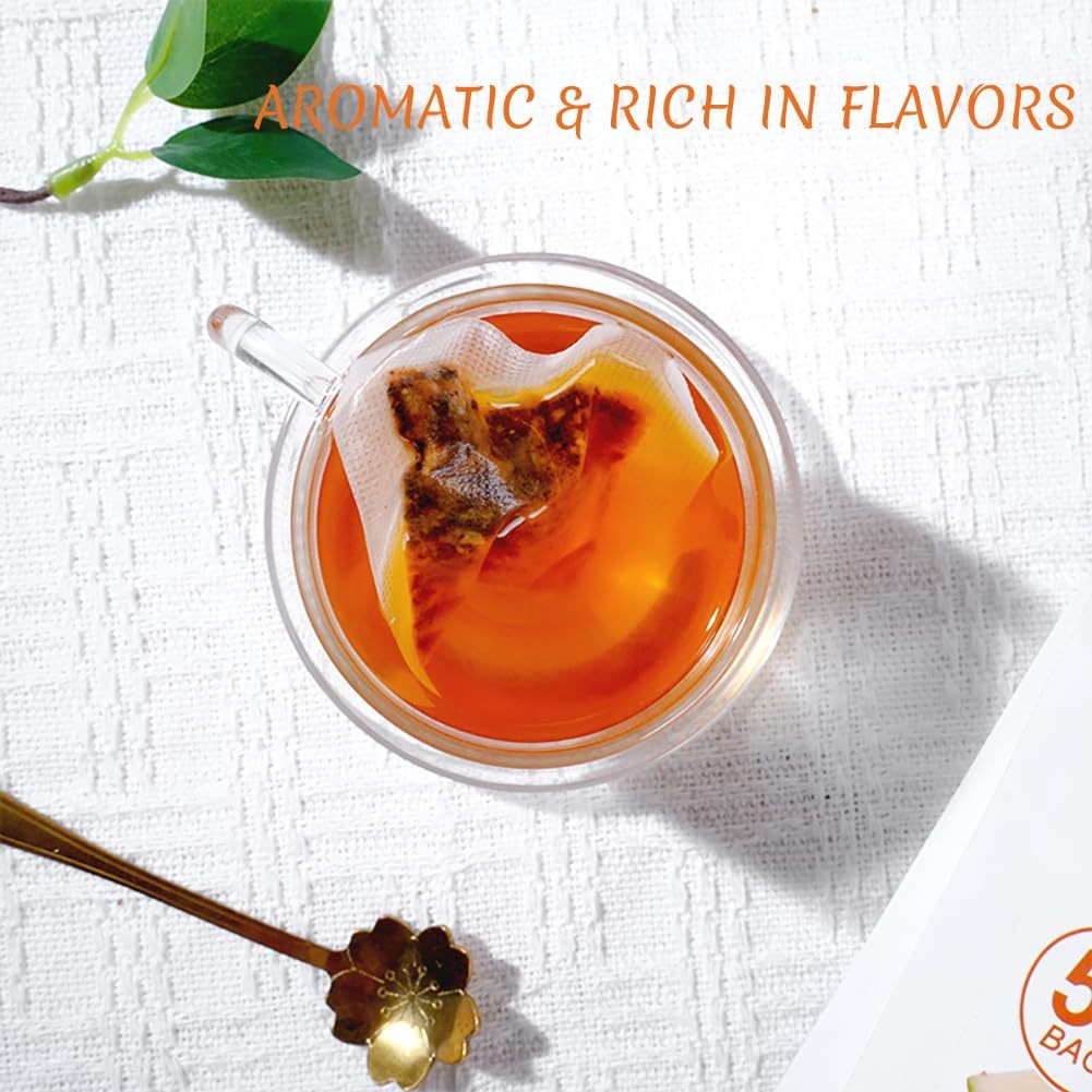 Premium 50 Oranges Hot Cinnamon Black Fruit Tea Bags, Made with 100% Natural Fruit & Herbs, No Additives & Caffeine Free.