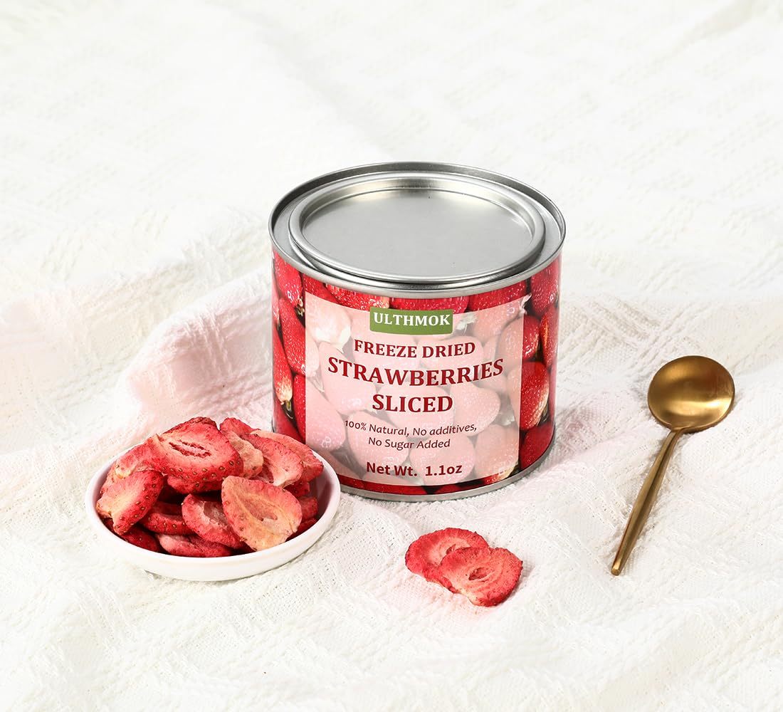 Premium Freeze Dried Strawberries Slices 1.1OZ /30g,1 Ingredient, Made with 100% Natural Strawberries,No Sugar Added & No Additives.