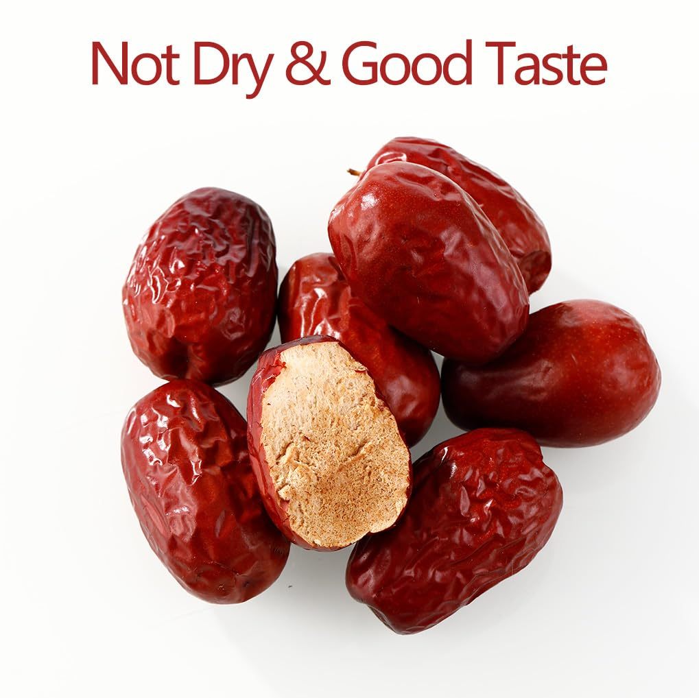 Premium Big Jujube Red Dates 1LB (453g), Seleted Dried Fruit, Big & Delicious, 100% Natural 红枣.