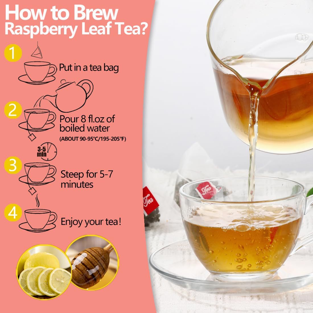 Premium 50 Red Raspberry Leaf Tea Bags, Made with 100% Natural Red Raspberry Leaves,Natural Pregnancy & Help Childbirth & Support Menstrual, No Additives & Caffeine Free.