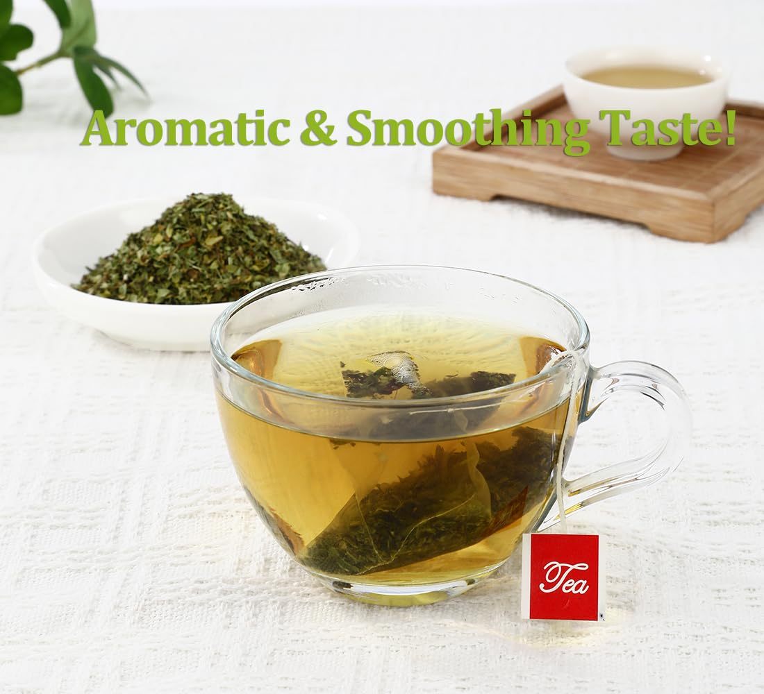 Premium 60 Spearmint Tea Bags, 3.2oz, Made with 100% Pure Wild Spearmint Leaves, No Additive Mint Tea & Caffeine Free.