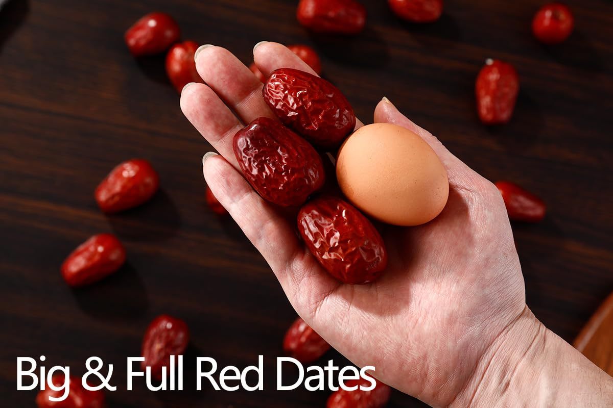 Premium Big Jujube Red Dates 1LB (453g), Seleted Dried Fruit, Big & Delicious, 100% Natural 红枣.