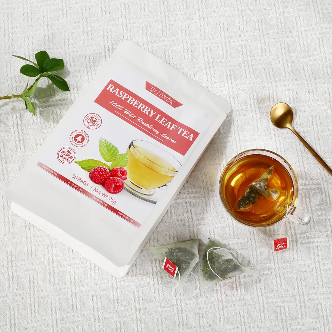 Premium 50 Red Raspberry Leaf Tea Bags, Made with 100% Natural Red Raspberry Leaves,Natural Pregnancy & Help Childbirth & Support Menstrual, No Additives & Caffeine Free.