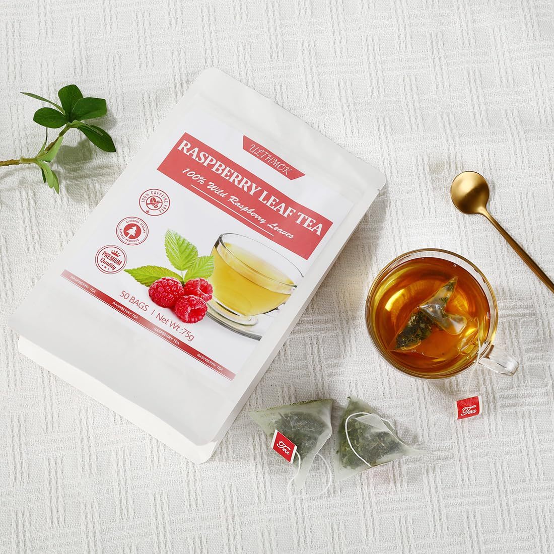 Premium 50 Red Raspberry Leaf Tea Bags, Made with 100% Natural Red Raspberry Leaves,Natural Pregnancy & Help Childbirth & Support Menstrual, No Additives & Caffeine Free.