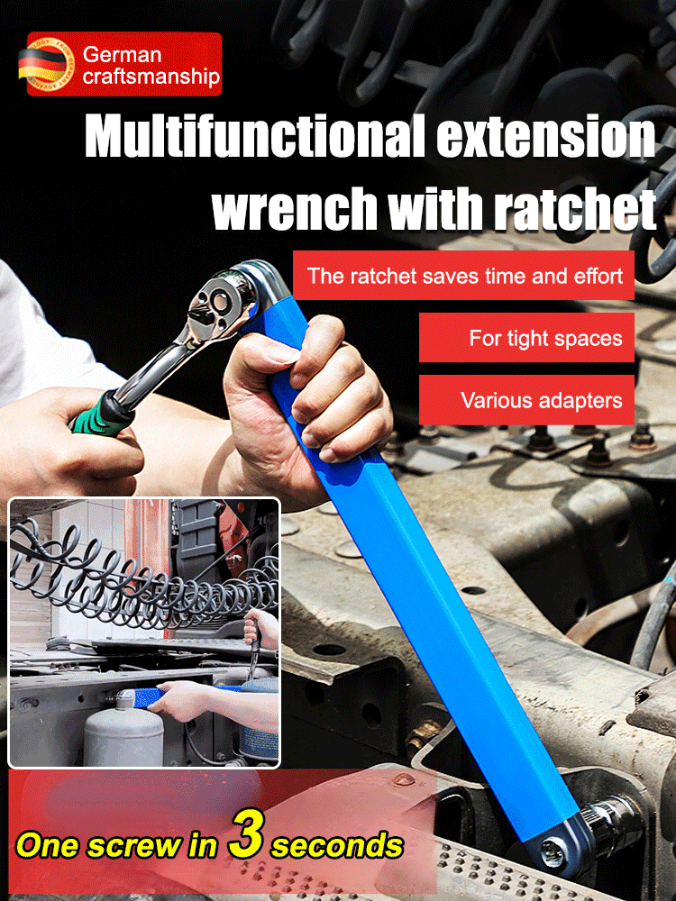 Multifunctional extension wrench with ratchet