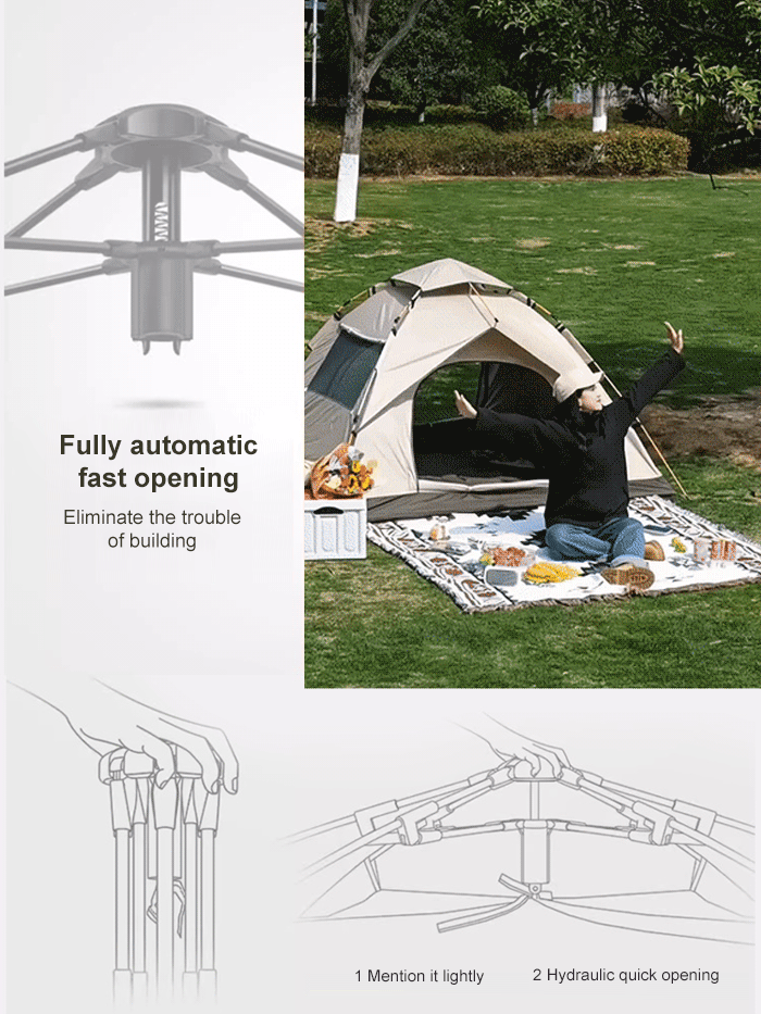 Fully automatic quick-open sun and rain-proof camping tent