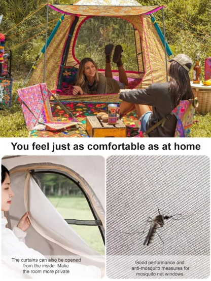 Fully automatic quick-open sun and rain-proof camping tent