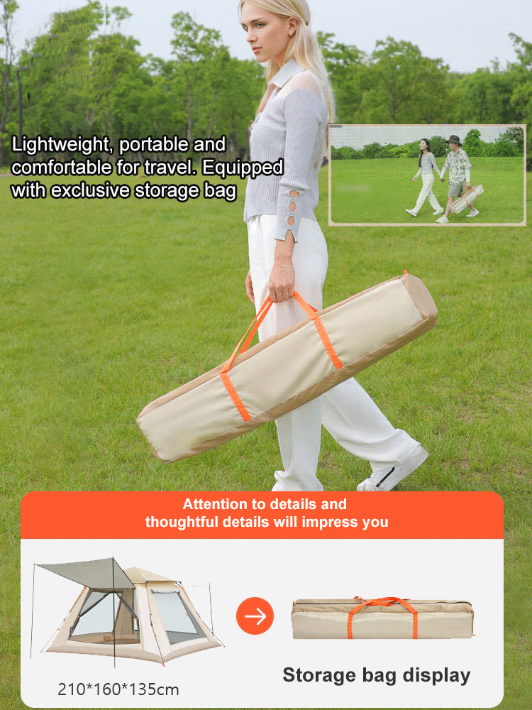 Fully automatic quick-open sun and rain-proof camping tent