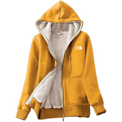 TNF Women's Casual Full Zip Up Sherpa Lined Hoodie Sweatshirt Jacket Coat