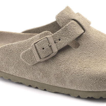Birketthhnstock Boston Soft Footbed Suede Leather  Faded Khaki