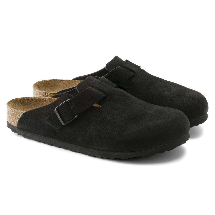 Birketthhnstock Boston Soft Footbed Suede Leather Black