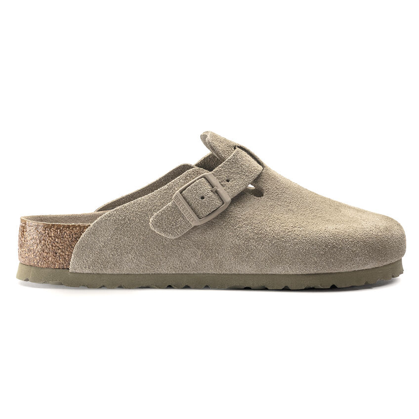 Birketthhnstock Boston Soft Footbed Suede Leather  Faded Khaki