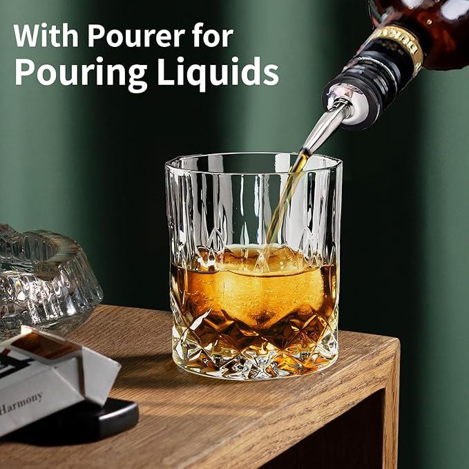 Juego de 2 vasos de whisky de diamante de 300 ml, vasos de whisky escocés, bourbon, brandy, ron, cóctel, hogar, bar, fiesta, hombres