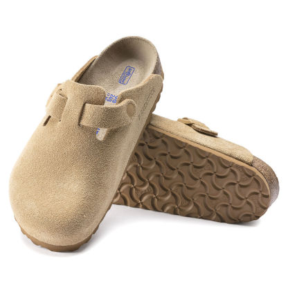 Birketthhnstock Boston Soft Footbed Suede Leather Latte Cream