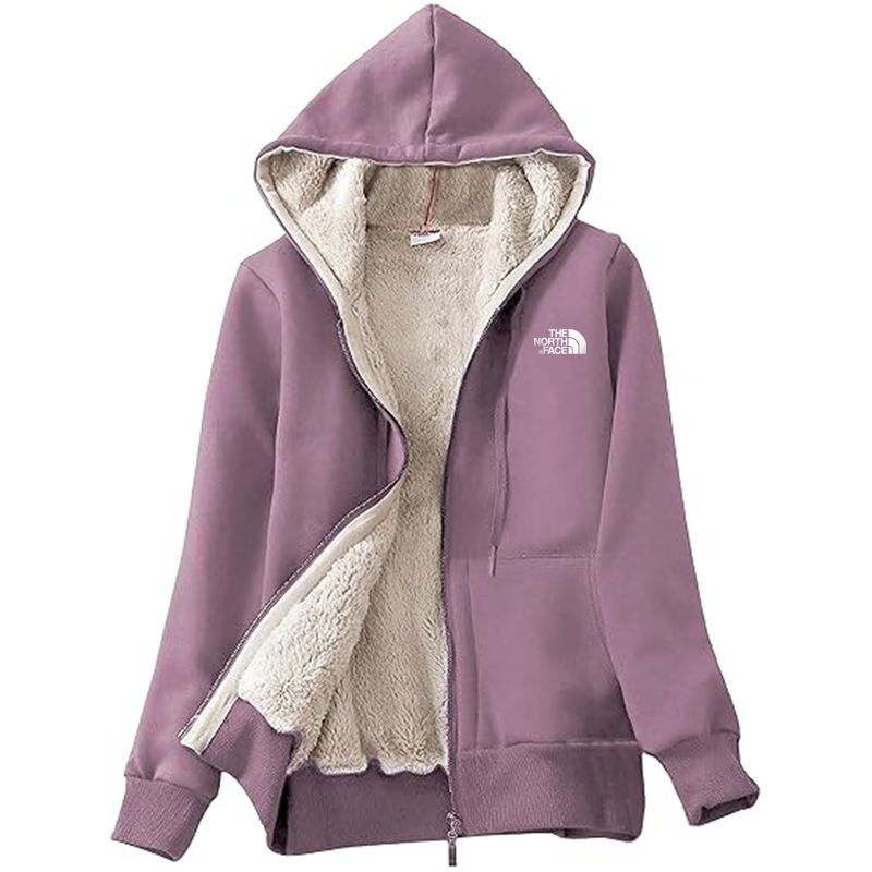 TNF Women's Casual Full Zip Up Sherpa Lined Hoodie Sweatshirt Jacket Coat