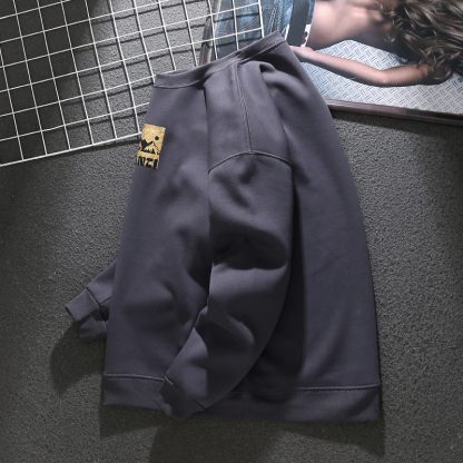 [Copy]American trendy printed sweatshirt with floral velvet and thickening