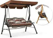 3 Seat Proch Swing Chair Patio Swing With Canopy 2 Side Trays 3 Pillows Removable Cushion Patio Wicker Swing With Stand Outdoor Swings For Adults Balcony Garden Deck Brown Rattan Sports & Outdoors Temu details 3