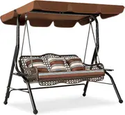 3 Seat Proch Swing Chair Patio Swing With Canopy 2 Side Trays 3 Pillows Removable Cushion Patio Wicker Swing With Stand Outdoor Swings For Adults Balcony Garden Deck Brown Rattan Sports & Outdoors Temu details 4