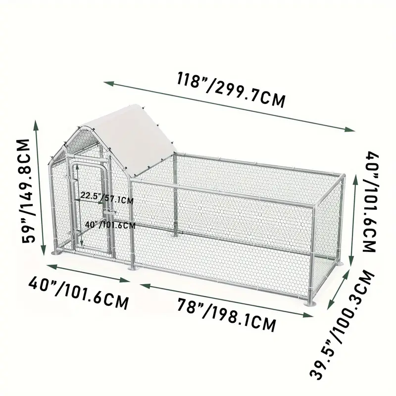 Pequeño gallinero de metal  , corral para gallinas, jaula de alambre galvanizado para gallinas y patos, jaulas para conejos con cubierta impermeable y antiultravioleta para exteriores, patio trasero y granja detalles 2