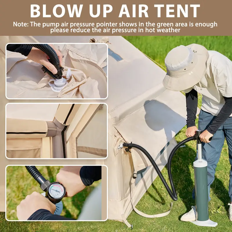 Coche de campa?a inflable con bomba - Tiendas de glamping de aire, f��cil de montar, tienda inflable impermeable de Oxford, tienda de cabina de 4-6 personas con ventana de chimenea y malla detalles 6